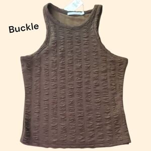 2/$25 Buckle Chocolate Brown Textured Tank Top. Size Small